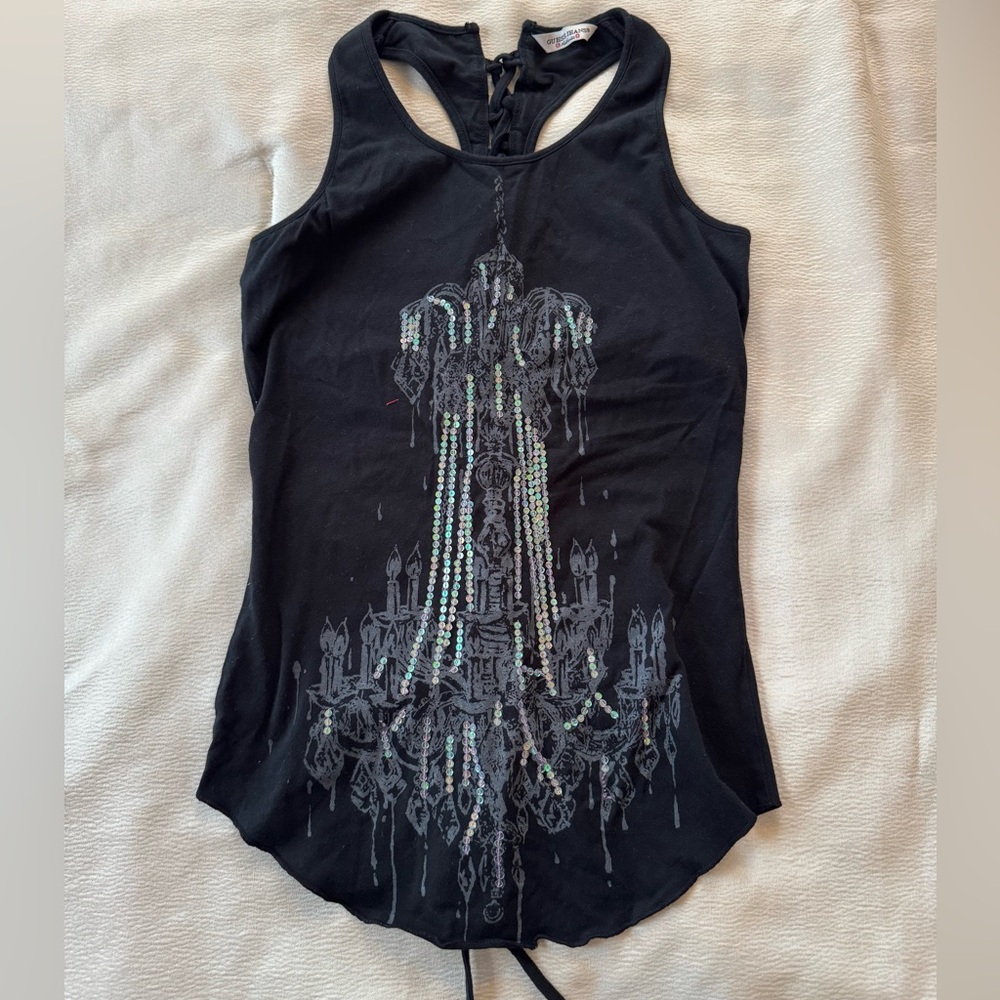 Guess Black Chandelier Graphic Tank Top